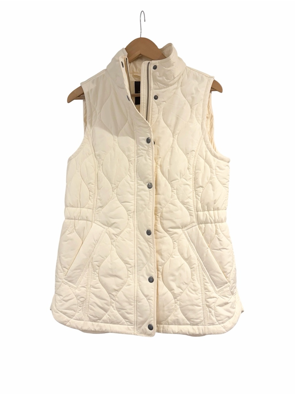 Talbots Cream Quilted Puffer Vest Size Small Coastal Preppy Lightweight Layer